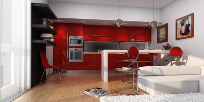 red kitchen